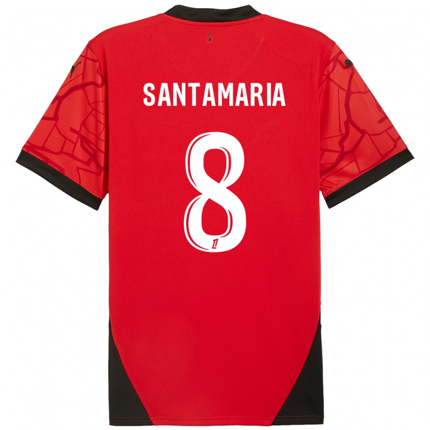 Gyermek Baptiste Santamaria #8 Piros Fekete Hazai Jersey 2024/25 Mez Póló Ing