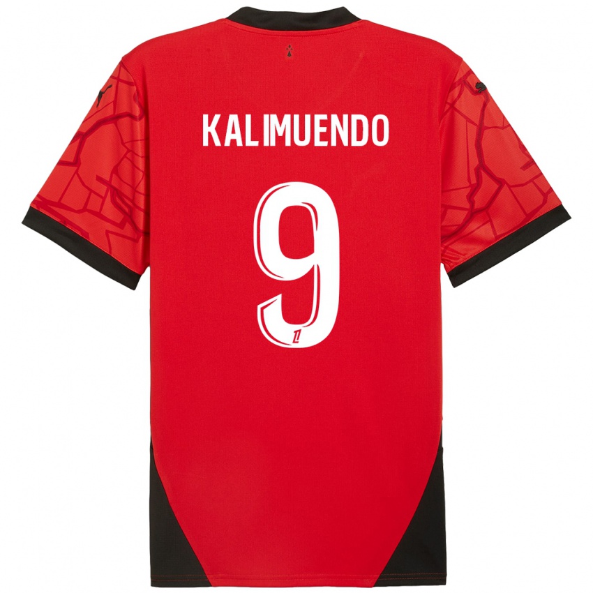 Gyermek Arnaud Kalimuendo #9 Piros Fekete Hazai Jersey 2024/25 Mez Póló Ing