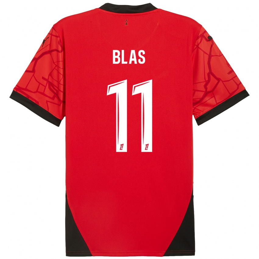 Gyermek Ludovic Blas #11 Piros Fekete Hazai Jersey 2024/25 Mez Póló Ing