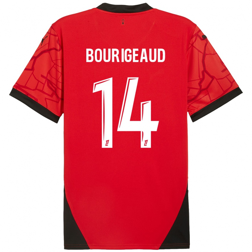 Gyermek Benjamin Bourigeaud #14 Piros Fekete Hazai Jersey 2024/25 Mez Póló Ing