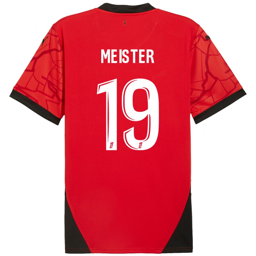 Gyermek Henrik Meister #19 Piros Fekete Hazai Jersey 2024/25 Mez Póló Ing