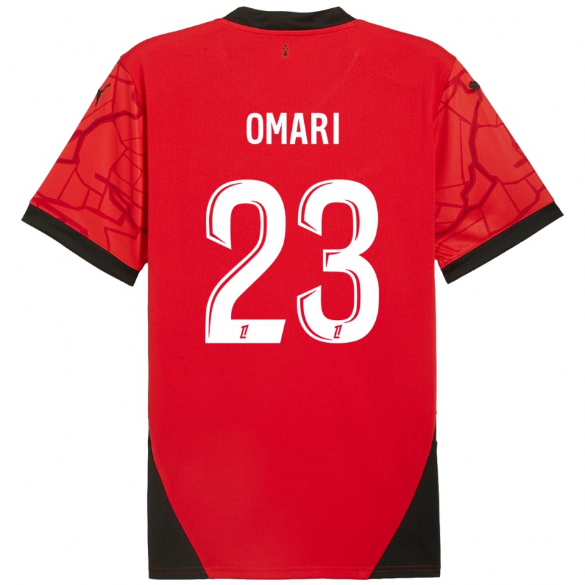 Gyermek Warmed Omari #23 Piros Fekete Hazai Jersey 2024/25 Mez Póló Ing