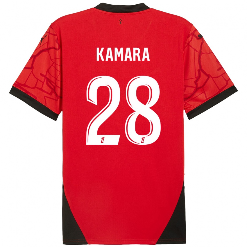 Gyermek Glen Kamara #28 Piros Fekete Hazai Jersey 2024/25 Mez Póló Ing