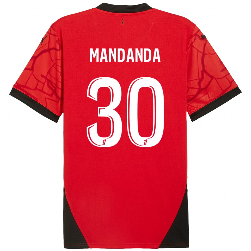 Gyermek Steve Mandanda #30 Piros Fekete Hazai Jersey 2024/25 Mez Póló Ing