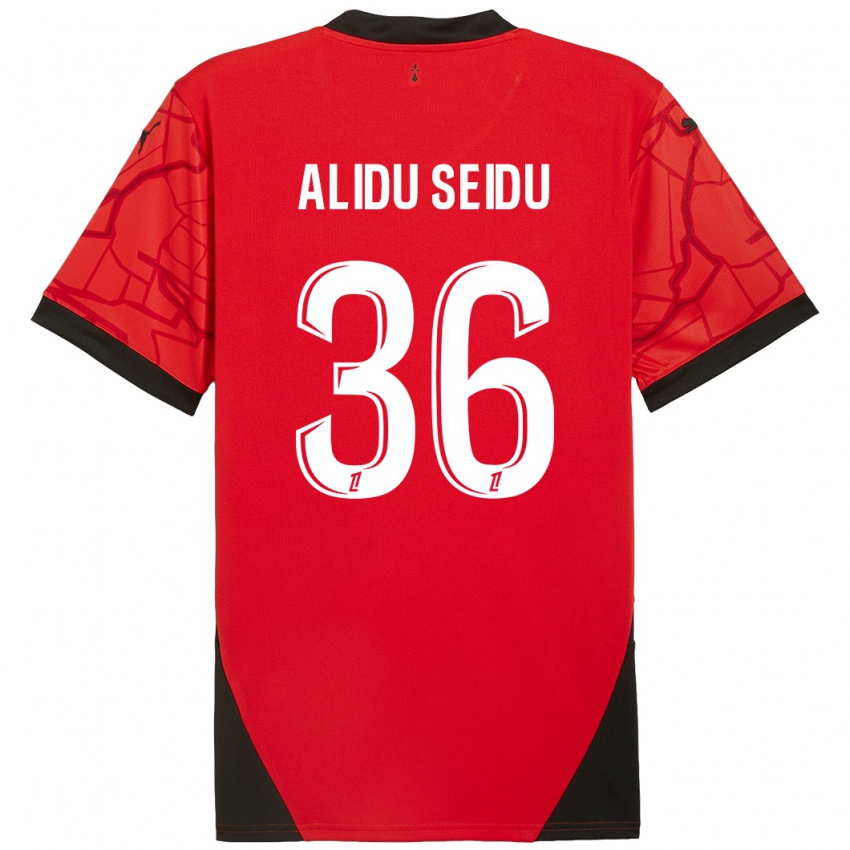 Gyermek Alidu Seidu #36 Piros Fekete Hazai Jersey 2024/25 Mez Póló Ing