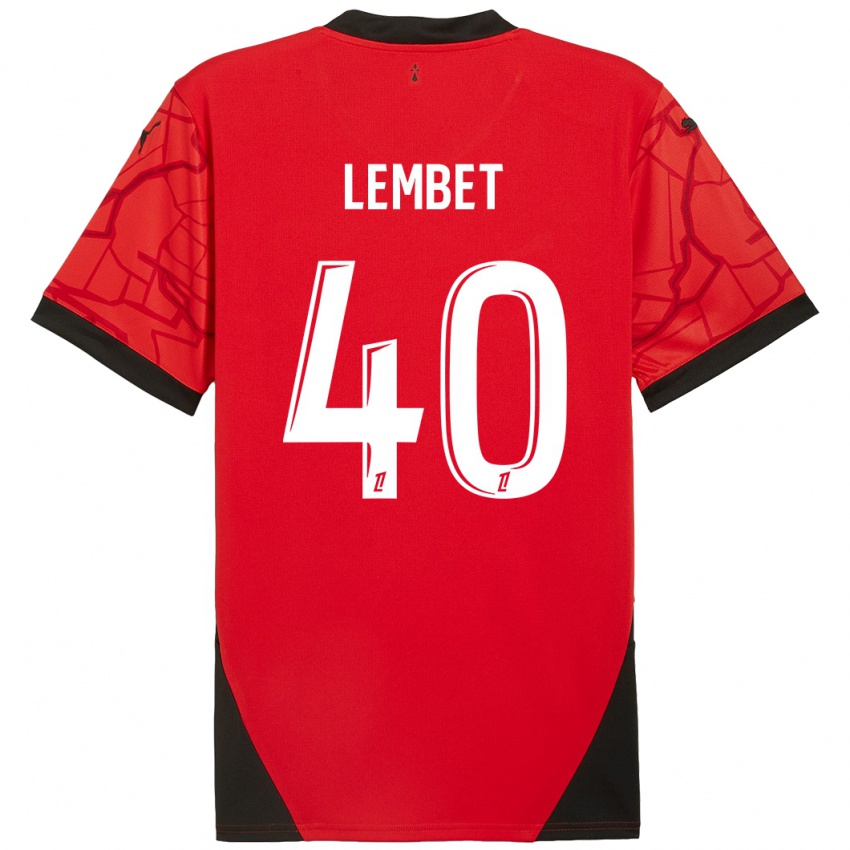 Gyermek Geoffrey Lembet #40 Piros Fekete Hazai Jersey 2024/25 Mez Póló Ing