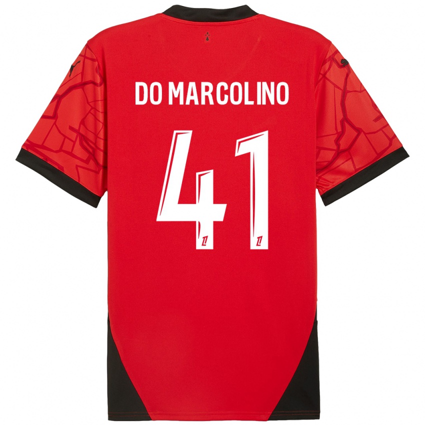 Gyermek Alan Do Marcolino #41 Piros Fekete Hazai Jersey 2024/25 Mez Póló Ing