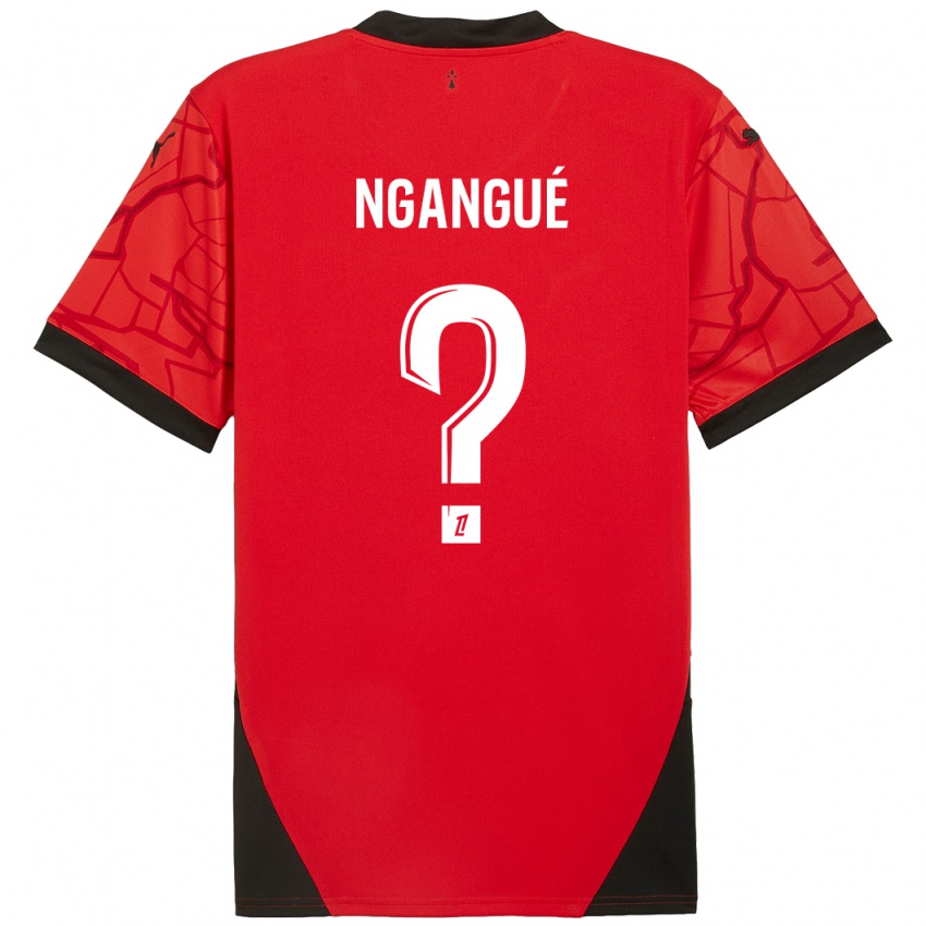 Gyermek Maurice Ngangué #0 Piros Fekete Hazai Jersey 2024/25 Mez Póló Ing