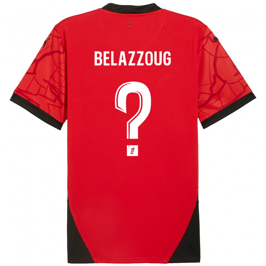 Gyermek Kilian Belazzoug #0 Piros Fekete Hazai Jersey 2024/25 Mez Póló Ing