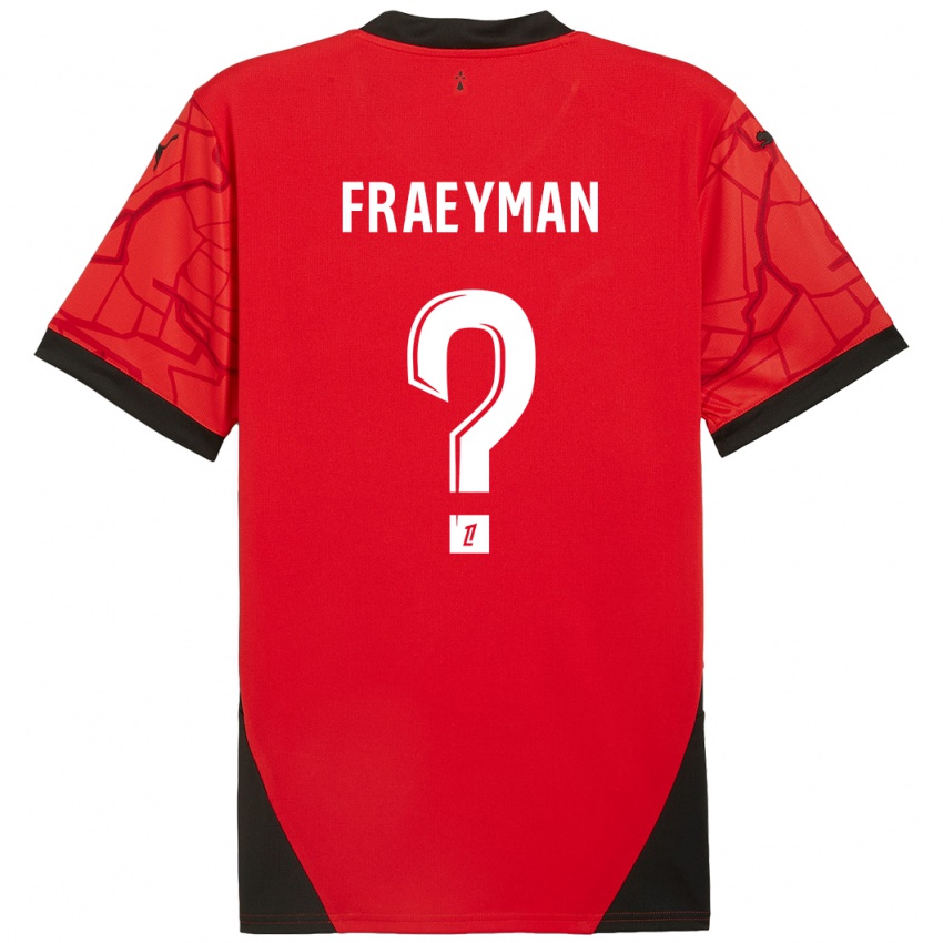 Gyermek Dorian Fraeyman #0 Piros Fekete Hazai Jersey 2024/25 Mez Póló Ing