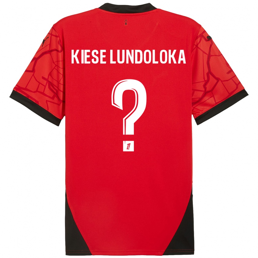 Gyermek Jeanslor Kiese Lundoloka #0 Piros Fekete Hazai Jersey 2024/25 Mez Póló Ing