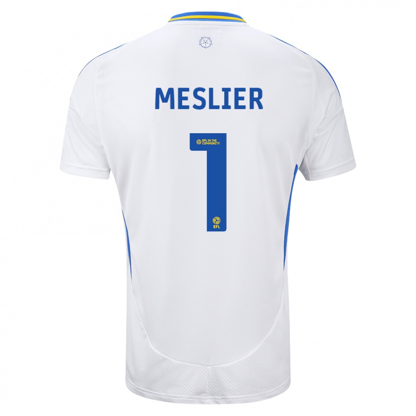 Gyermek Illan Meslier #1 Fehér Kék Hazai Jersey 2024/25 Mez Póló Ing