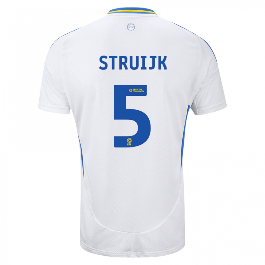 Gyermek Pascal Struijk #5 Fehér Kék Hazai Jersey 2024/25 Mez Póló Ing