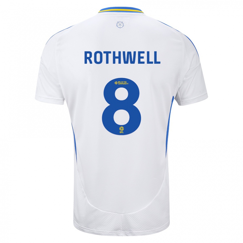 Gyermek Joe Rothwell #8 Fehér Kék Hazai Jersey 2024/25 Mez Póló Ing