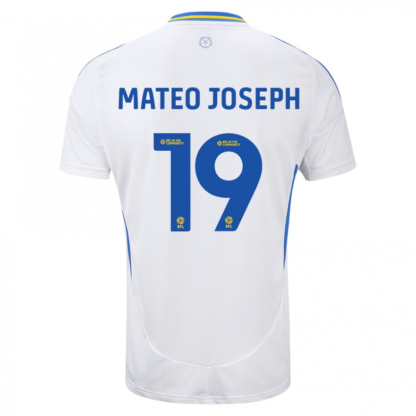 Gyermek Mateo Joseph #19 Fehér Kék Hazai Jersey 2024/25 Mez Póló Ing