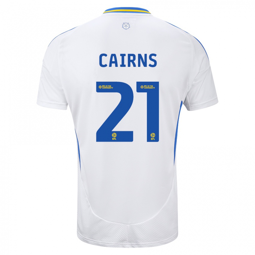 Gyermek Alex Cairns #21 Fehér Kék Hazai Jersey 2024/25 Mez Póló Ing