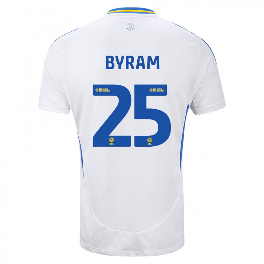 Gyermek Sam Byram #25 Fehér Kék Hazai Jersey 2024/25 Mez Póló Ing