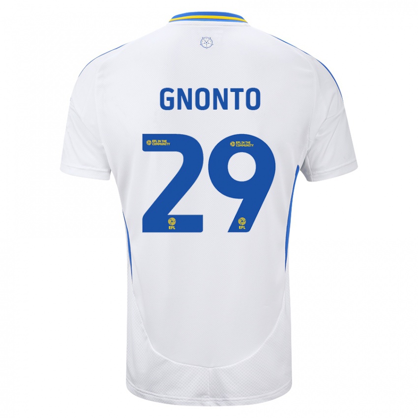 Gyermek Wilfried Gnonto #29 Fehér Kék Hazai Jersey 2024/25 Mez Póló Ing