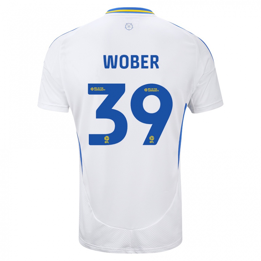 Gyermek Maximilian Wöber #39 Fehér Kék Hazai Jersey 2024/25 Mez Póló Ing