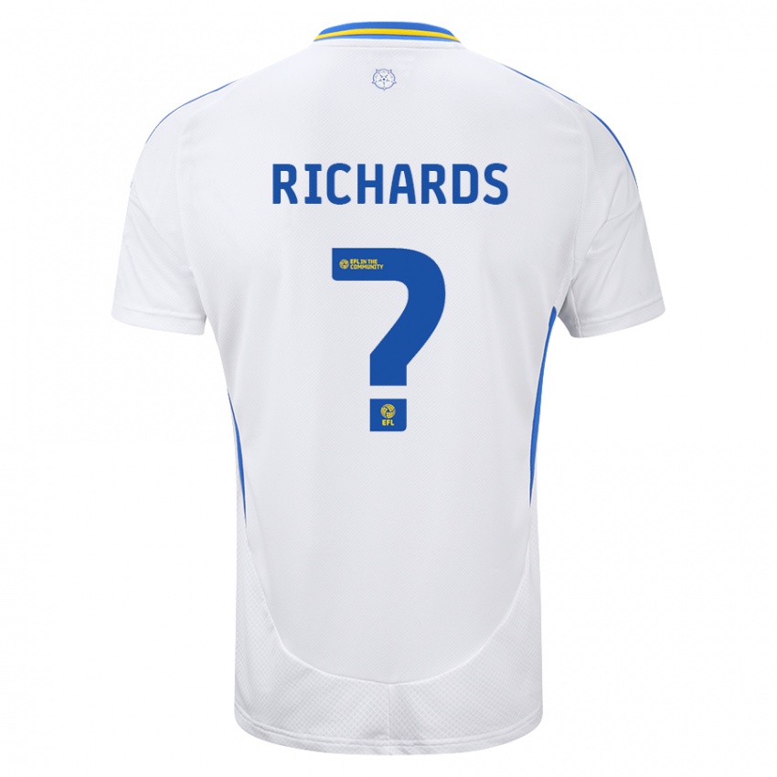 Gyermek Joe Richards #0 Fehér Kék Hazai Jersey 2024/25 Mez Póló Ing