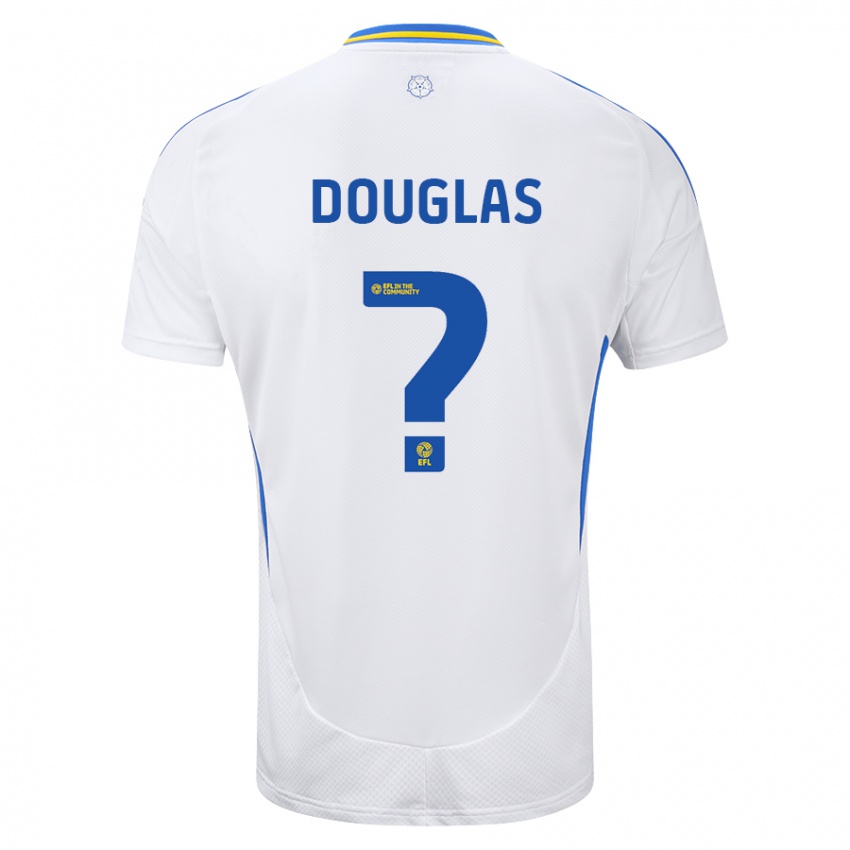 Gyermek Connor Douglas #0 Fehér Kék Hazai Jersey 2024/25 Mez Póló Ing