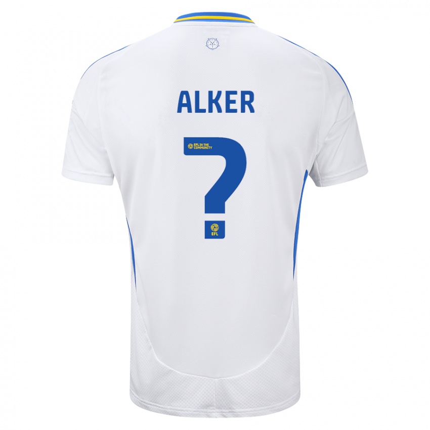 Gyermek Samuel Alker #0 Fehér Kék Hazai Jersey 2024/25 Mez Póló Ing