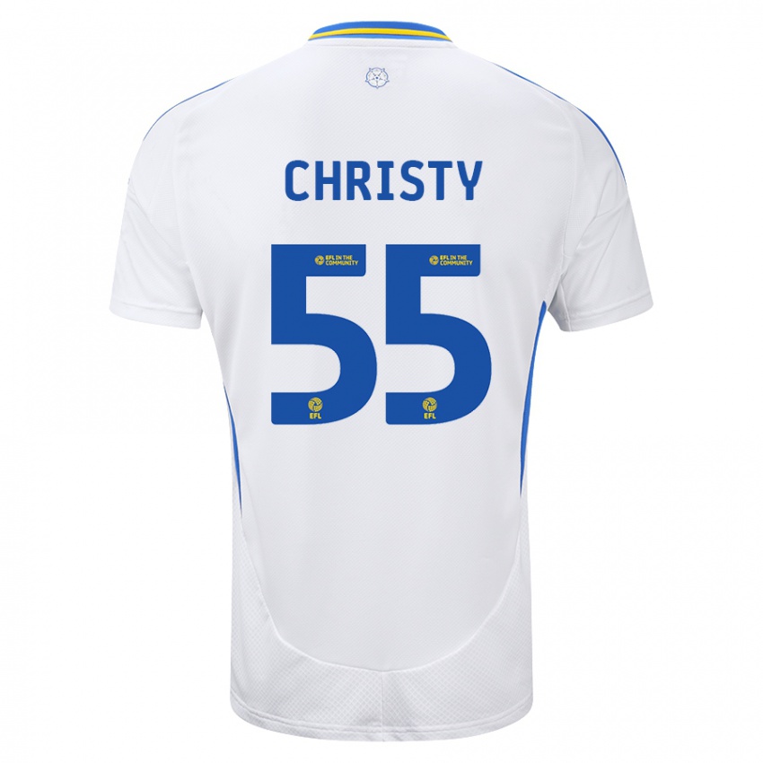 Gyermek Harry Christy #55 Fehér Kék Hazai Jersey 2024/25 Mez Póló Ing