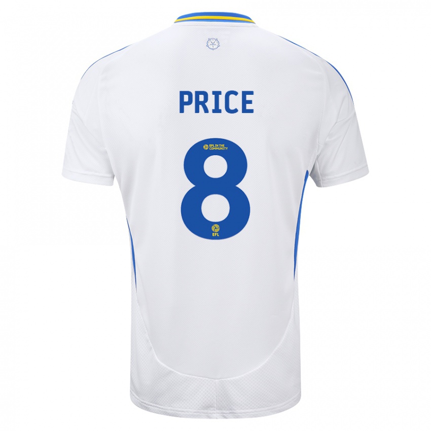 Gyermek Leoni Price #8 Fehér Kék Hazai Jersey 2024/25 Mez Póló Ing