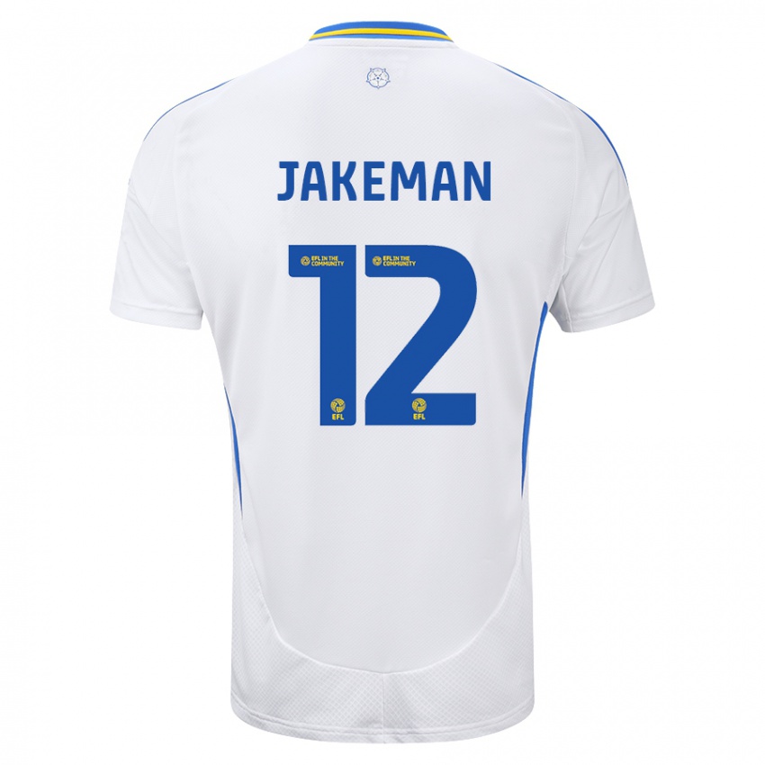 Gyermek Harriet Jakeman #12 Fehér Kék Hazai Jersey 2024/25 Mez Póló Ing