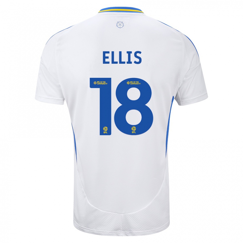 Gyermek Macy Ellis #18 Fehér Kék Hazai Jersey 2024/25 Mez Póló Ing