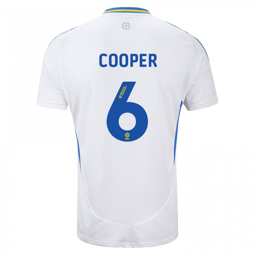 Gyermek Liam Cooper #6 Fehér Kék Hazai Jersey 2024/25 Mez Póló Ing