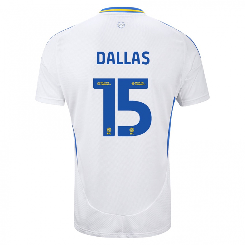 Gyermek Stuart Dallas #15 Fehér Kék Hazai Jersey 2024/25 Mez Póló Ing