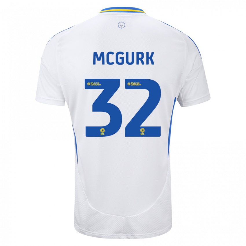 Gyermek Sean Mcgurk #32 Fehér Kék Hazai Jersey 2024/25 Mez Póló Ing