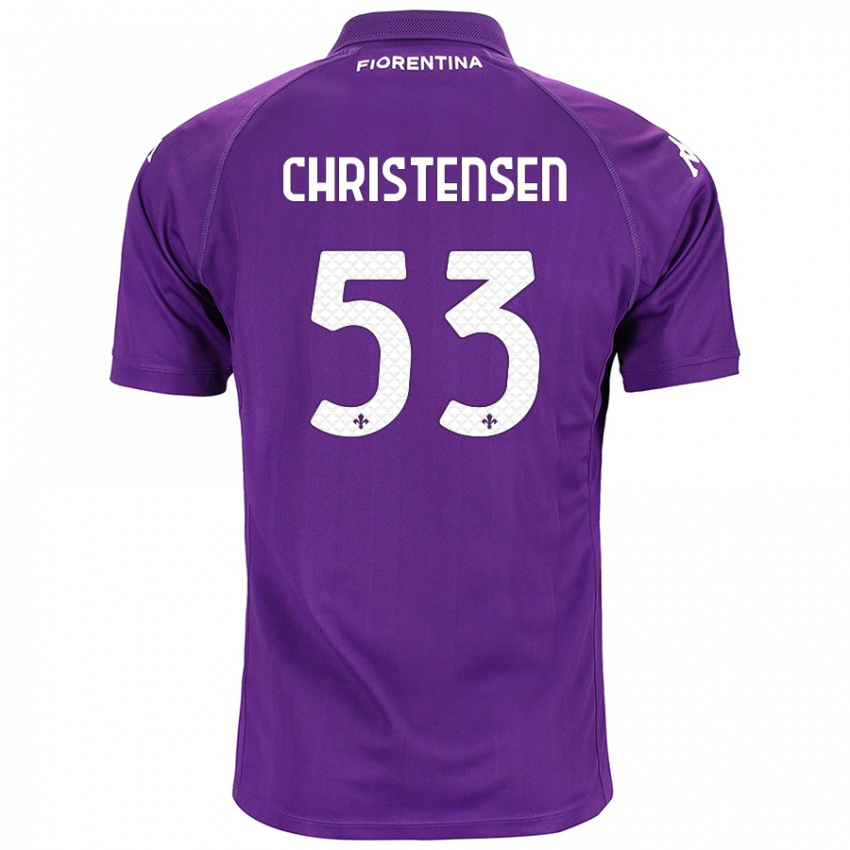 Gyermek Oliver Christensen #53 Lila Hazai Jersey 2024/25 Mez Póló Ing