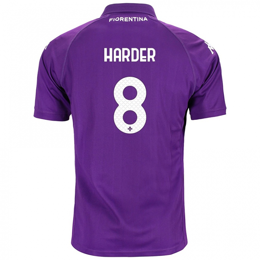 Gyermek Jonas Harder #8 Lila Hazai Jersey 2024/25 Mez Póló Ing