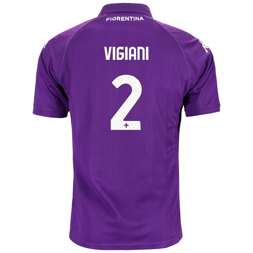 Gyermek Lorenzo Vigiani #2 Lila Hazai Jersey 2024/25 Mez Póló Ing