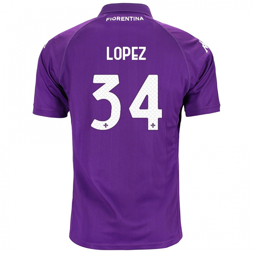 Gyermek Lucas López #34 Lila Hazai Jersey 2024/25 Mez Póló Ing