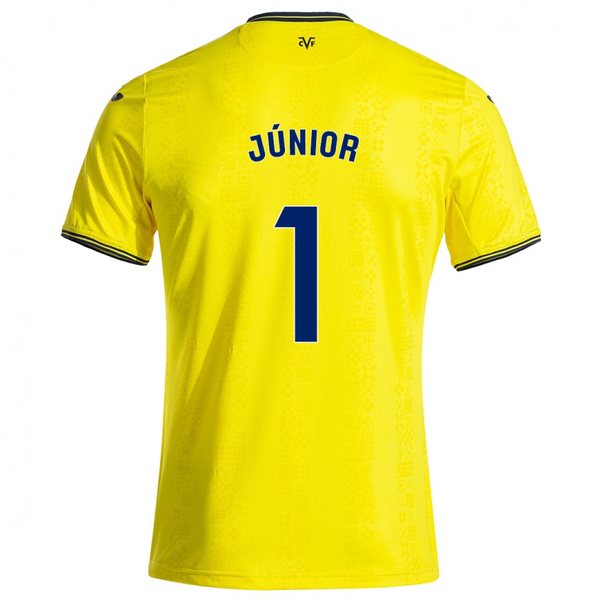 Gyermek Luiz Júnior #1 Sárga Fekete Hazai Jersey 2024/25 Mez Póló Ing