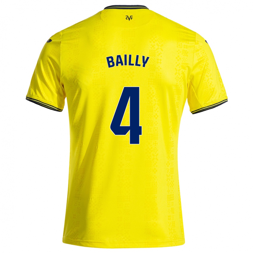 Gyermek Eric Bailly #4 Sárga Fekete Hazai Jersey 2024/25 Mez Póló Ing