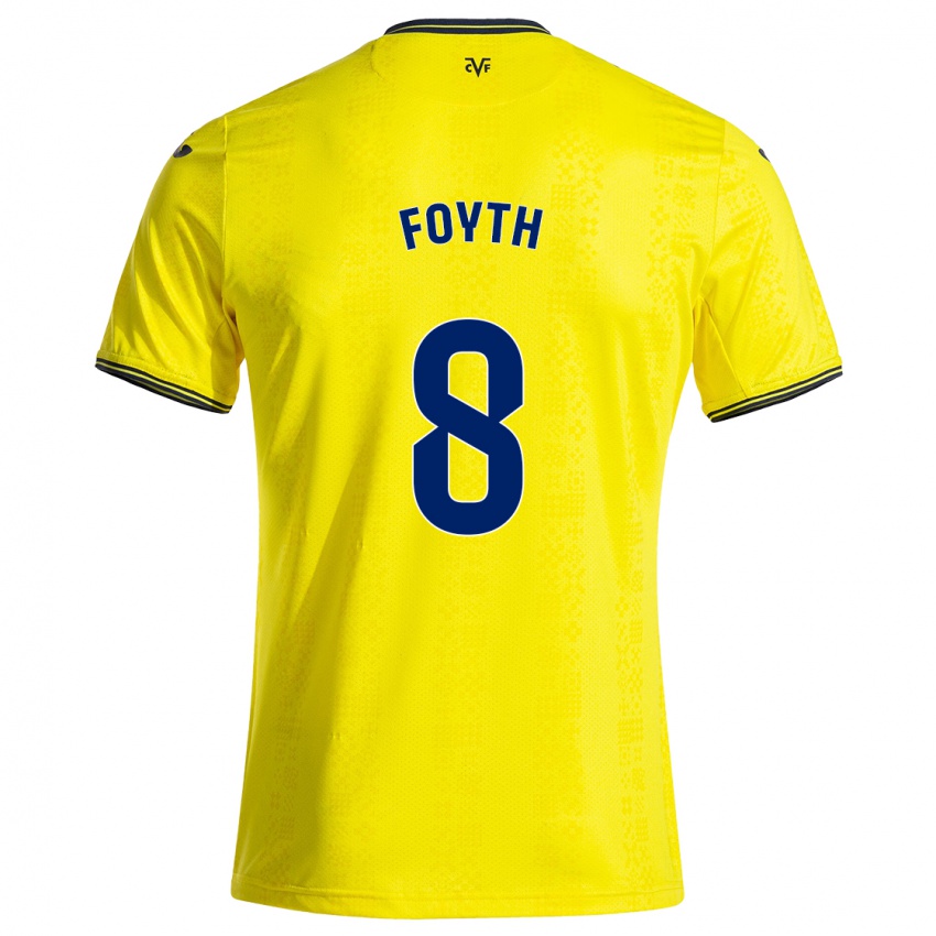 Gyermek Juan Foyth #8 Sárga Fekete Hazai Jersey 2024/25 Mez Póló Ing