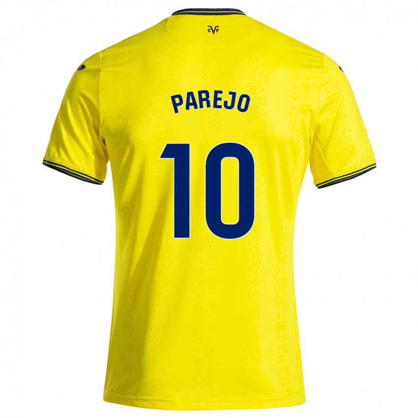 Gyermek Dani Parejo #10 Sárga Fekete Hazai Jersey 2024/25 Mez Póló Ing