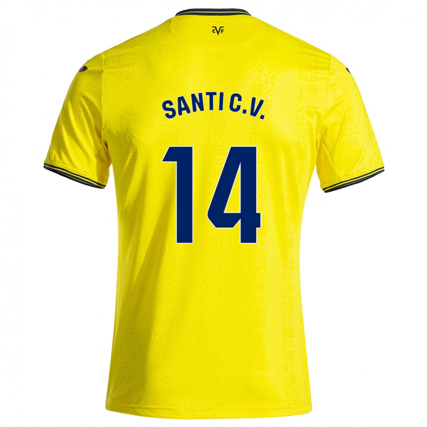 Gyermek Santi Comesaña #14 Sárga Fekete Hazai Jersey 2024/25 Mez Póló Ing