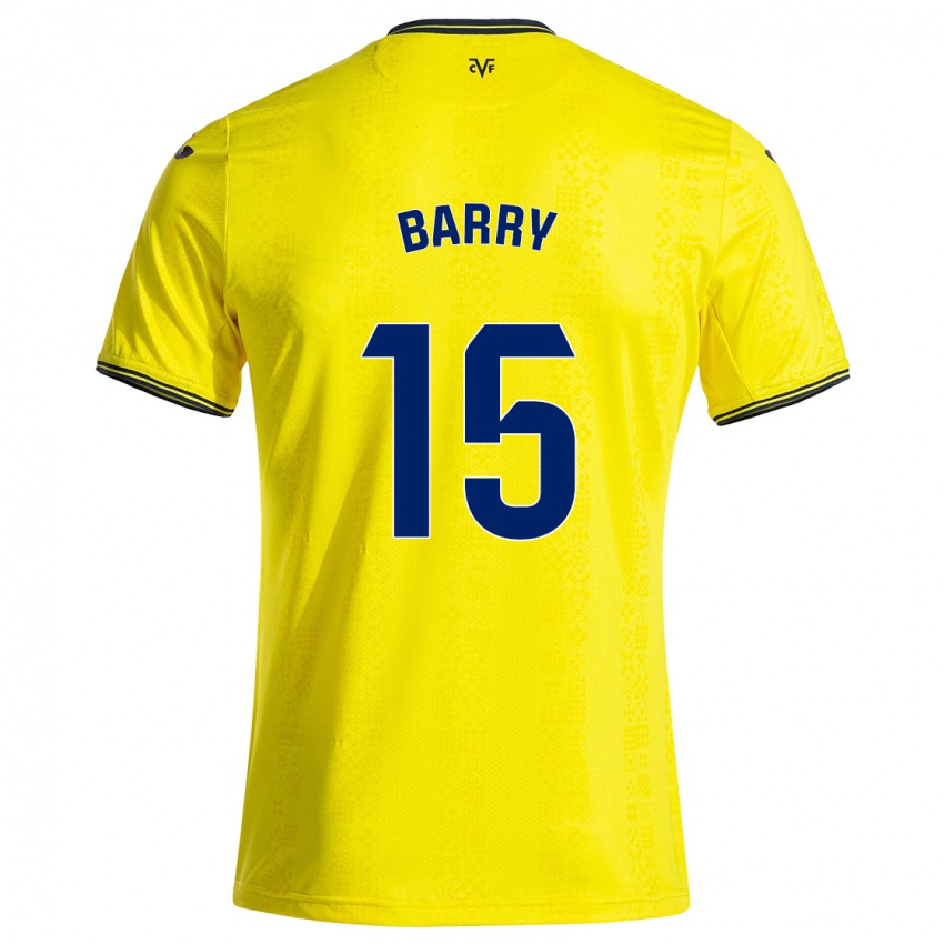 Gyermek Thierno Barry #15 Sárga Fekete Hazai Jersey 2024/25 Mez Póló Ing