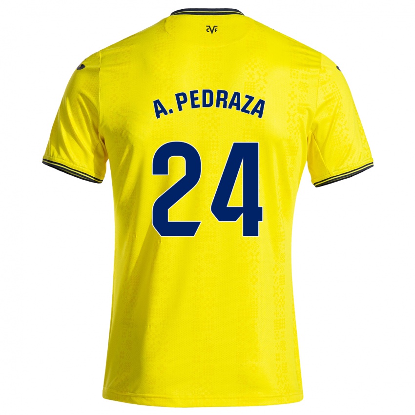 Gyermek Alfonso Pedraza #24 Sárga Fekete Hazai Jersey 2024/25 Mez Póló Ing