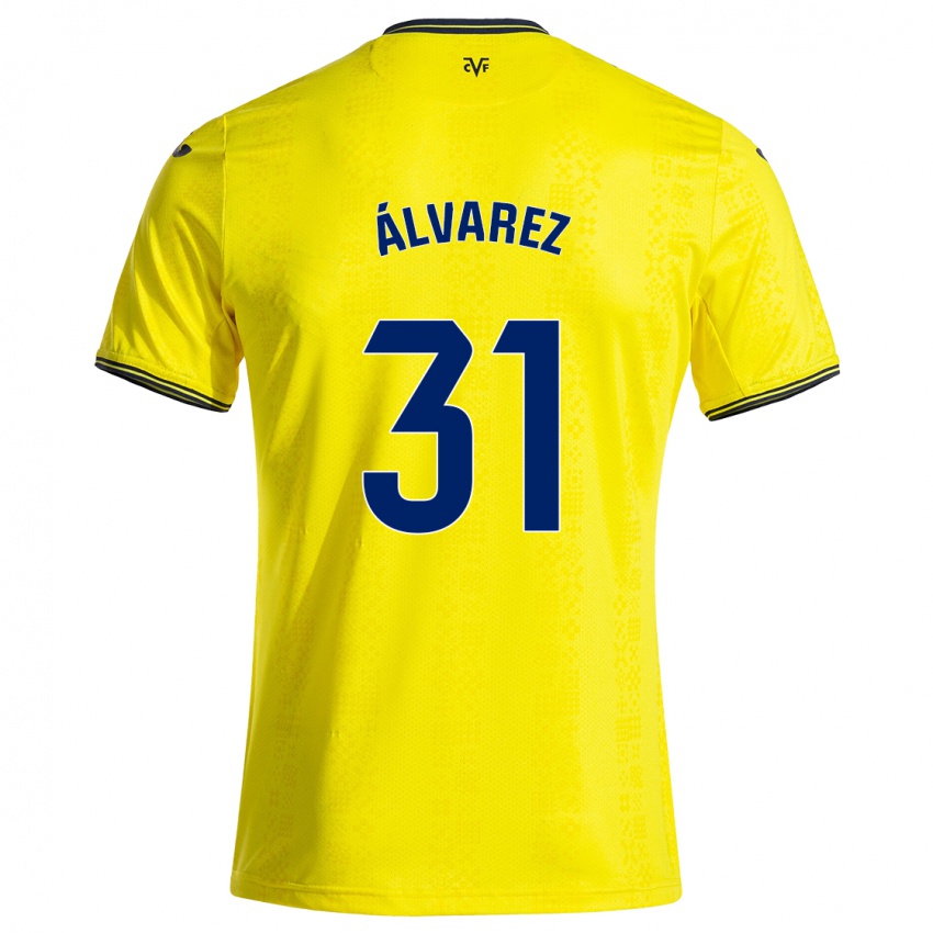 Gyermek Iker Álvarez #31 Sárga Fekete Hazai Jersey 2024/25 Mez Póló Ing