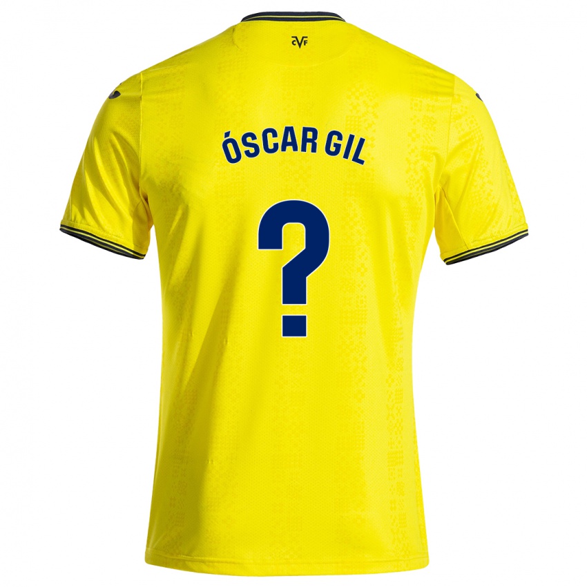 Gyermek Óscar Gil #0 Sárga Fekete Hazai Jersey 2024/25 Mez Póló Ing