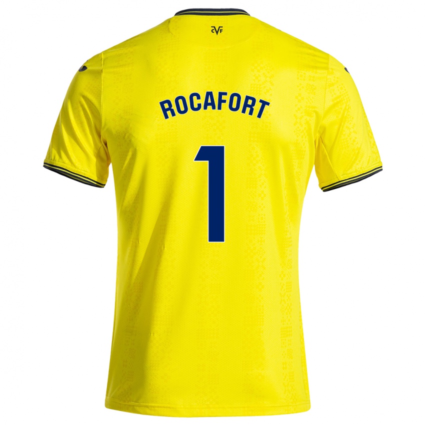 Gyermek Rodrigo Rocafort #1 Sárga Fekete Hazai Jersey 2024/25 Mez Póló Ing