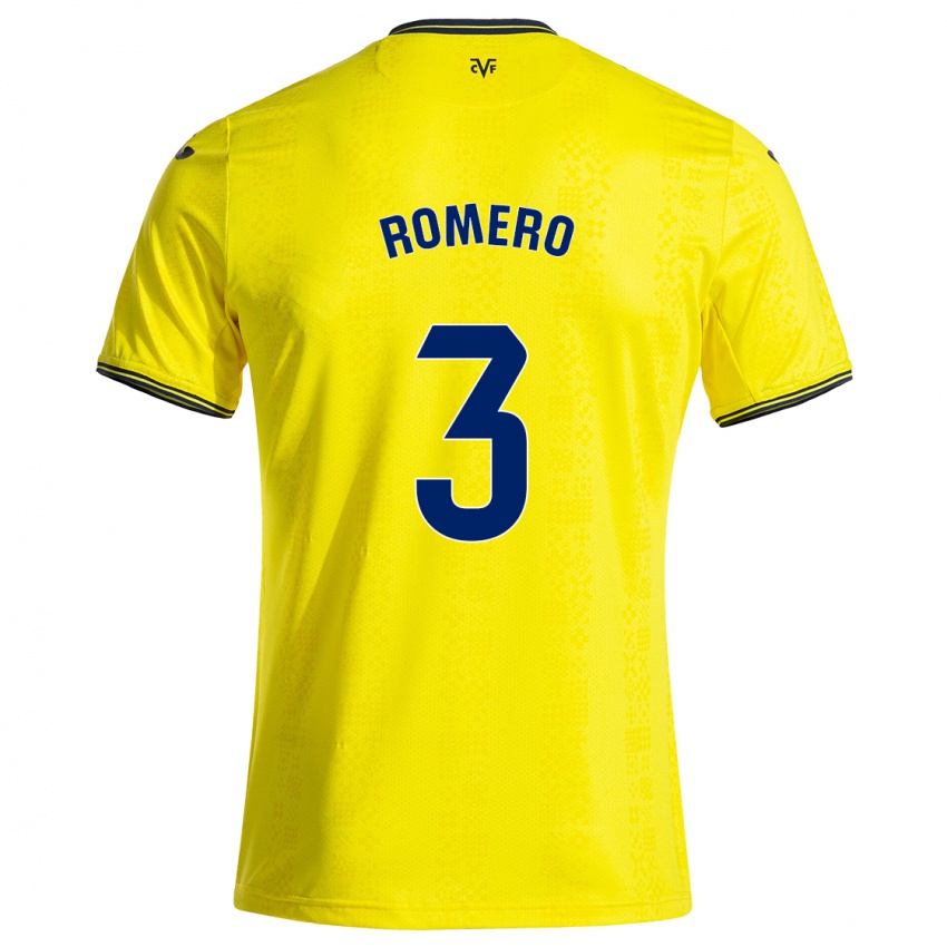 Gyermek Cristo Romero #3 Sárga Fekete Hazai Jersey 2024/25 Mez Póló Ing