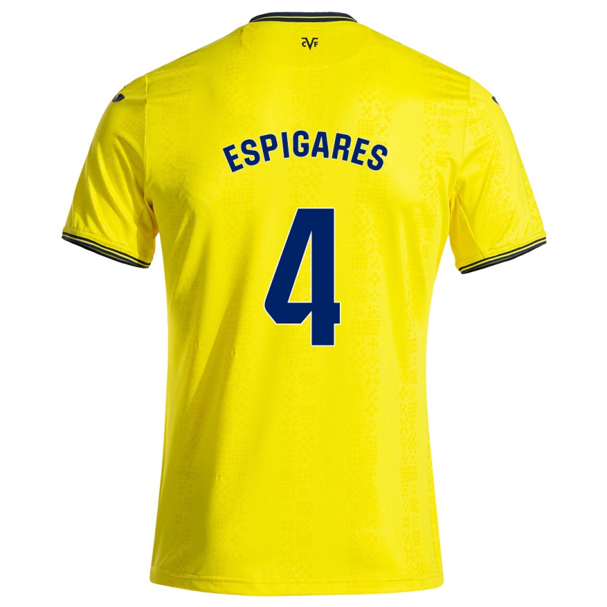 Gyermek Antonio Espigares #4 Sárga Fekete Hazai Jersey 2024/25 Mez Póló Ing