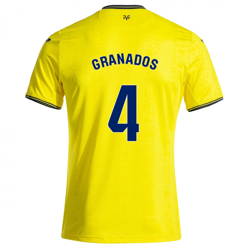 Gyermek Carlos Granados #4 Sárga Fekete Hazai Jersey 2024/25 Mez Póló Ing